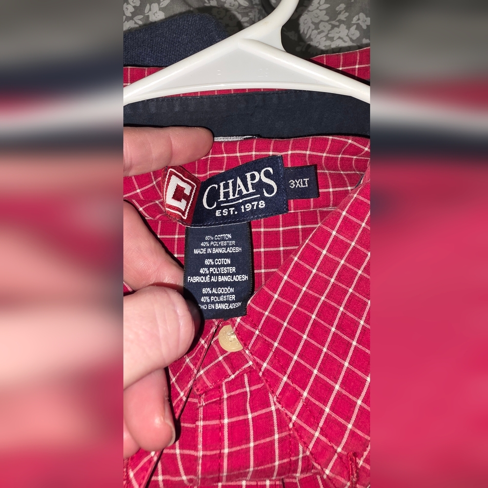 Chaps Red Checkered Shirt 3XLT